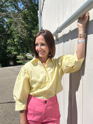 Rony Puff Sleeve Button Down Top - Just Dani Boutique + Color Studio