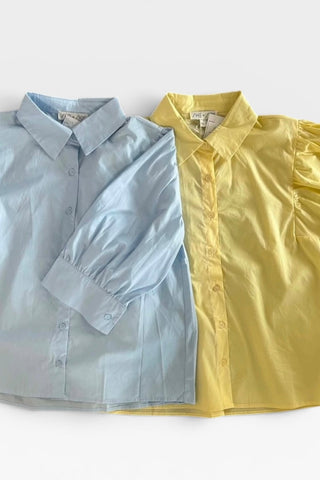 Rony Puff Sleeve Button Down Top - Just Dani Boutique + Color Studio