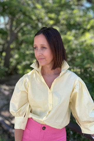 Rony Puff Sleeve Button Down Top - Just Dani Boutique + Color Studio