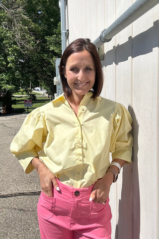 Rony Puff Sleeve Button Down Top - Just Dani Boutique + Color Studio
