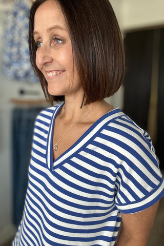 Royal V Neck Short Sleeve Dress - Just Dani Boutique + Color Studio