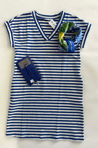 Royal V Neck Short Sleeve Dress - The Funky Zebras Clear Lake