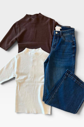 Ruby Chocolate Or Off White Knit Sweater - Just Dani Boutique + Color Studio