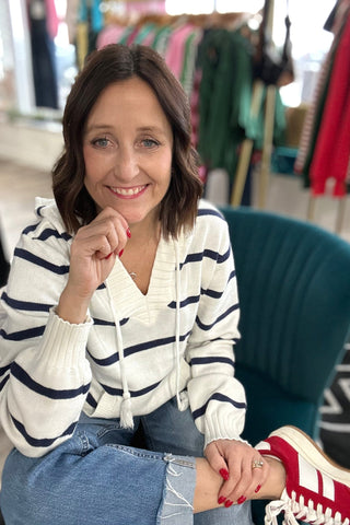 Rylee Striped Hoodie Sweater - 2 COLORS - The Funky Zebras Clear Lake