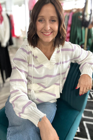 Rylee Striped Hoodie Sweater - 2 COLORS - The Funky Zebras Clear Lake