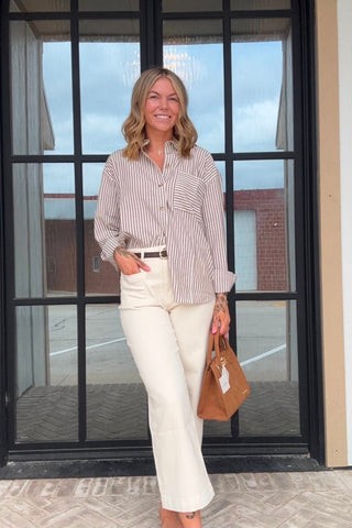 Sadie Striped Button Down - Just Dani Boutique + Color Studio