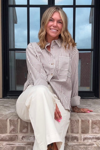 Sadie Striped Button Down - Just Dani Boutique + Color Studio