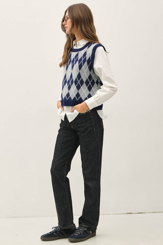 Samantha Argyle Sweater Vest with Layering Top - Just Dani Boutique + Color Studio