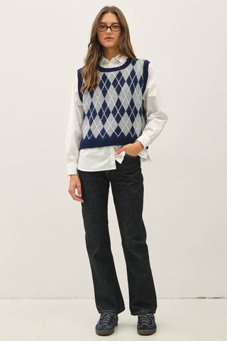 Samantha Argyle Sweater Vest with Layering Top - Just Dani Boutique + Color Studio