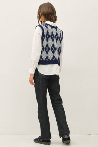 Samantha Argyle Sweater Vest with Layering Top - Just Dani Boutique + Color Studio