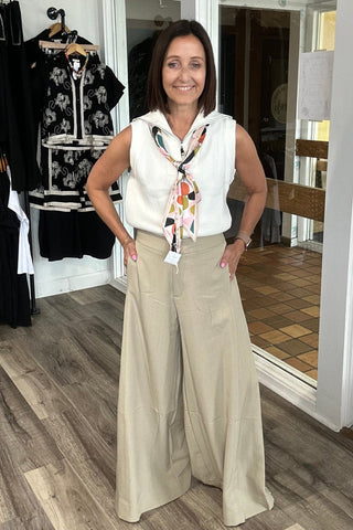 Samantha Taupe Wide Leg Palazzo Pants - Just Dani Boutique + Color Studio
