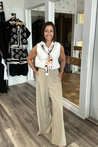 Samantha Taupe Wide Leg Palazzo Pants - Just Dani Boutique + Color Studio