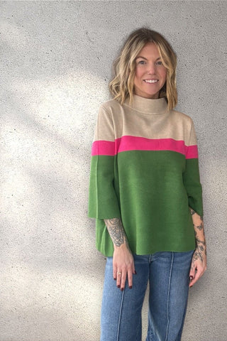 Sammie Color Block Mock Sweater - Just Dani Boutique + Color Studio