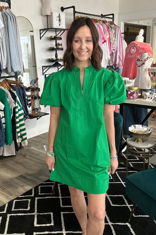 Sarasota Green Bubble Sleeve Dress - The Funky Zebras Clear Lake