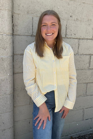 Seneca Yellow Striped Button Down Top - Just Dani Boutique + Color Studio