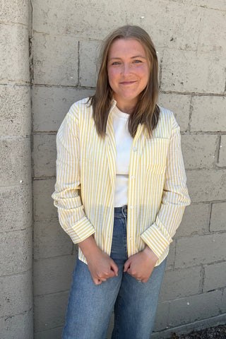 Seneca Yellow Striped Button Down Top - Just Dani Boutique + Color Studio