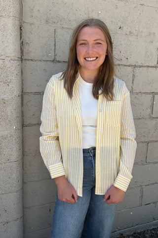 Seneca Yellow Striped Button Down Top - Just Dani Boutique + Color Studio