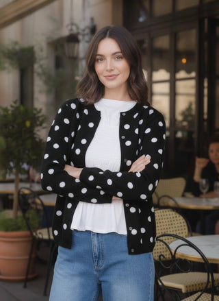 Shawna Polka Dot Cozy Knitted Sweater Cardigan - Just Dani Boutique + Color Studio