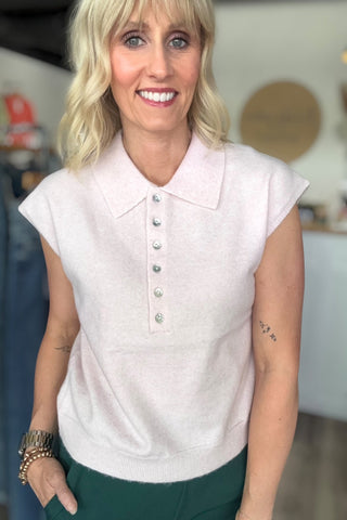 Shelley Cap Sleeve Collared Sweater Vest - Just Dani Boutique + Color Studio
