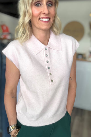 Shelley Cap Sleeve Collared Sweater Vest - Just Dani Boutique + Color Studio