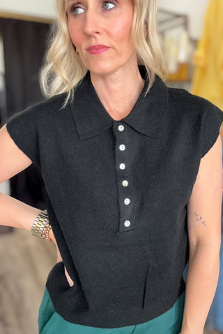 Shelley Cap Sleeve Collared Sweater Vest - Just Dani Boutique + Color Studio