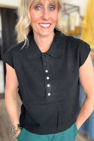 Shelley Cap Sleeve Collared Sweater Vest - Just Dani Boutique + Color Studio