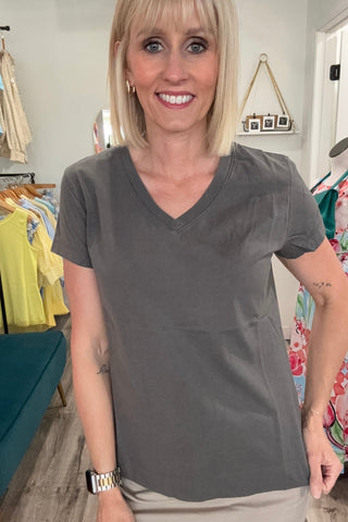 Shiloh Jersey Knit V-Neck Tee - Just Dani Boutique + Color Studio
