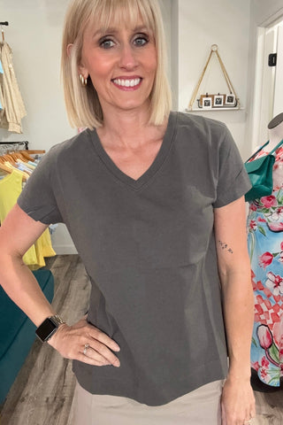 Shiloh Jersey Knit V-Neck Tee - Just Dani Boutique + Color Studio