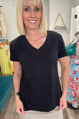 Shiloh Jersey Knit V-Neck Tee - Just Dani Boutique + Color Studio