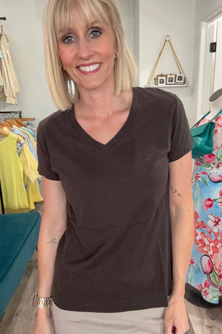 Shiloh Jersey Knit V-Neck Tee - Just Dani Boutique + Color Studio