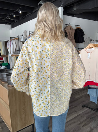 Shirley Lemon Button Down Top - The Funky Zebras Clear Lake