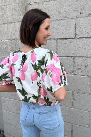 Sierra Pink Lemon Cropped Puff Sleeve Top - Just Dani Boutique + Color Studio