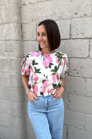 Sierra Pink Lemon Cropped Puff Sleeve Top - Just Dani Boutique + Color Studio