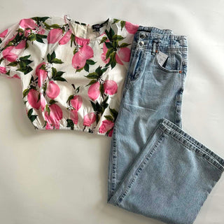 Sierra Pink Lemon Cropped Puff Sleeve Top - Just Dani Boutique + Color Studio
