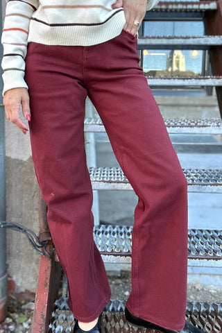 Sophia High Rise Wide Leg Pants - The Funky Zebras Clear Lake