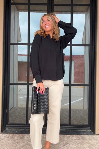 Sophia Long Sleeve Split Neck Top - Just Dani Boutique + Color Studio