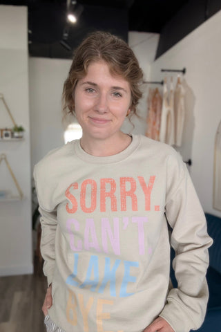 Sorry. Can't. Lake. | Sweatshirt - The Funky Zebras Clear Lake
