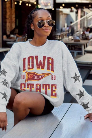 Star Sleeve ISU & Iowa Graphic Sweatshirt - Just Dani Boutique + Color Studio