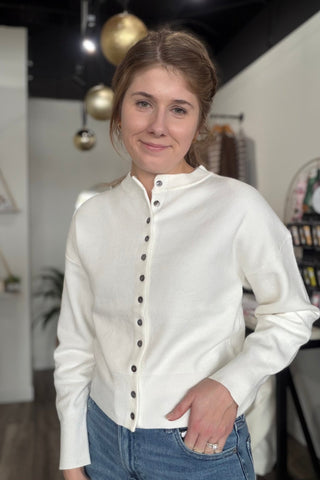Sylvie ROUND NECKLINE BUTTON CLOSURE CARDIGAN - The Funky Zebras Clear Lake