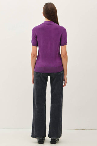 Sylvie Short Sleeve Mock Neck Sweater - The Funky Zebras Clear Lake