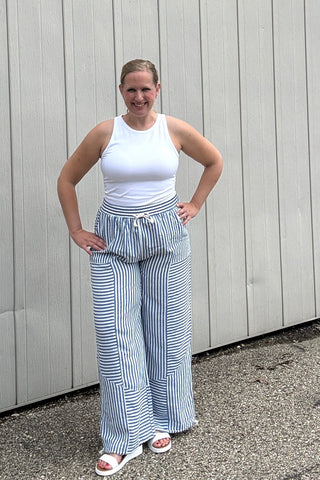 Sylvie Striped Patchwork Jogger Pants - Just Dani Boutique + Color Studio