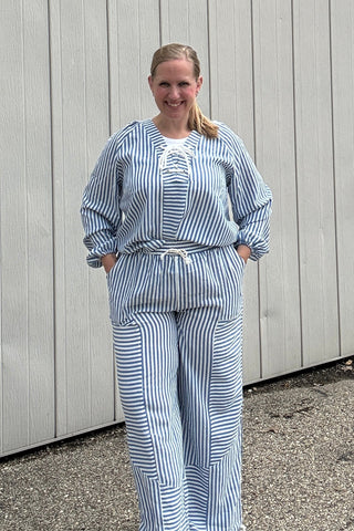 Sylvie Striped Patchwork Jogger Pants - Just Dani Boutique + Color Studio