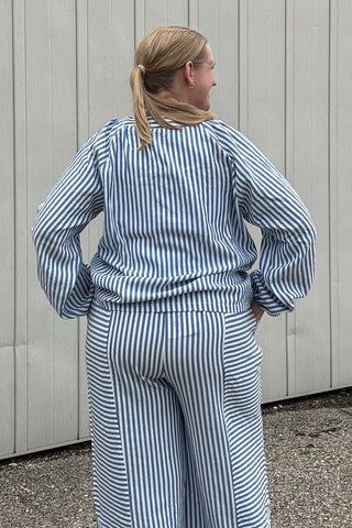 Sylvie Striped V Neck Lace Up Top - Just Dani Boutique + Color Studio