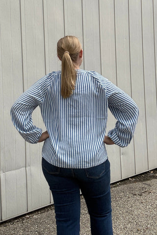 Sylvie Striped V Neck Lace Up Top - Just Dani Boutique + Color Studio