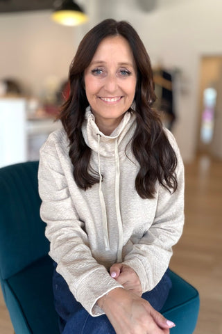 Terry Funnel Neck Oatmeal Pullover - Just Dani Boutique + Color Studio