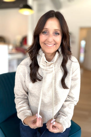 Terry Funnel Neck Oatmeal Pullover - Just Dani Boutique + Color Studio