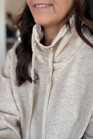 Terry Funnel Neck Oatmeal Pullover - Just Dani Boutique + Color Studio