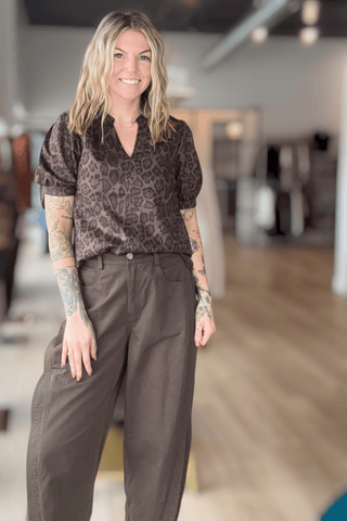 THML Animal Print Puff Sleeve Top - Just Dani Boutique + Color Studio