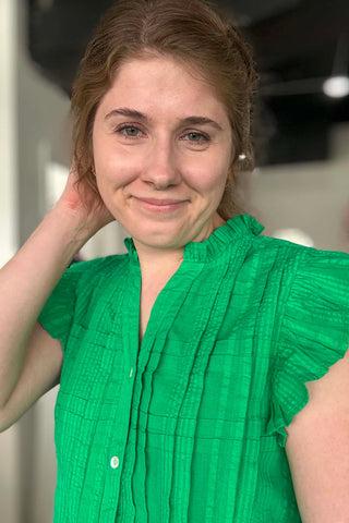 THML Green Flutter Sleeve Top - Just Dani Boutique + Color Studio