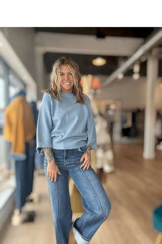 Trin Cuffed Wide Leg Jeans - Just Dani Boutique + Color Studio